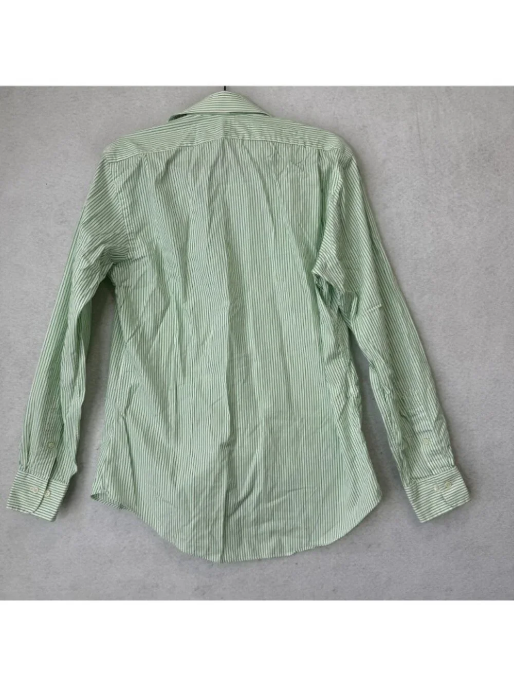 Polo Ralph Lauren Shirt Mens 15.5 Green Striped Custom Fit Long Sleeve Dress